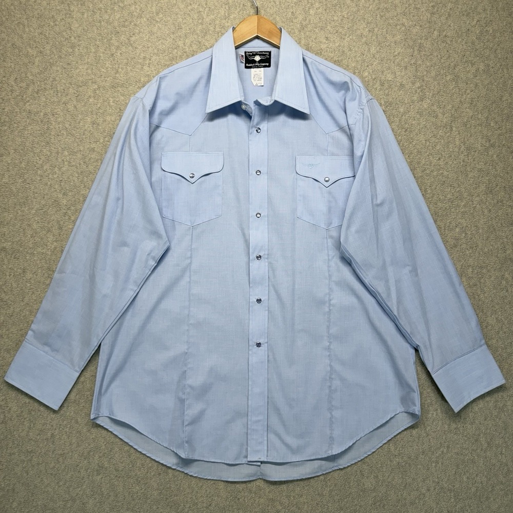 Flying R Ranchwear Western Shirt Mens XL 18-35 Blue Snap Front USA Cowboy